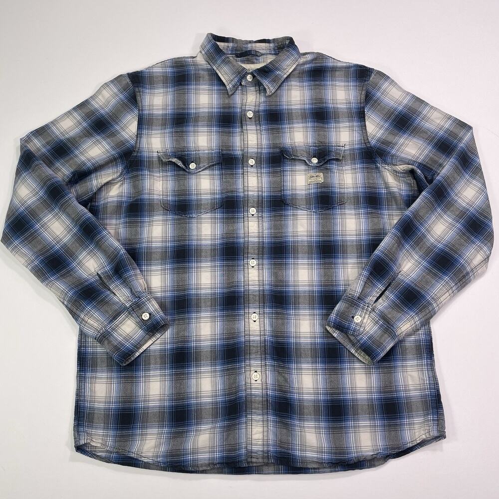 Denim & Supply Ralph Lauren Shirt Mens L Blue White Plaid Flannel Outdoor Prep